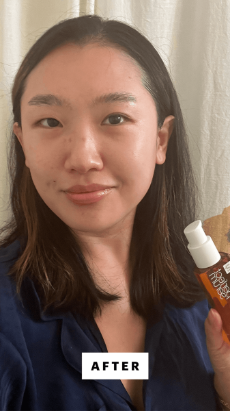Han after applying the Mise En Scene Perfect Serum