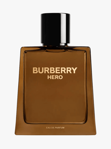 Burberry Hero Eau de Parfum in branded component on a light gray background